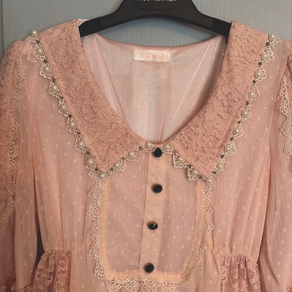 LIZ LISA Coquette Lolita Dress Size S Pink Kawaii Feminine Dainty Fairy Romantic - Picture 3 of 13